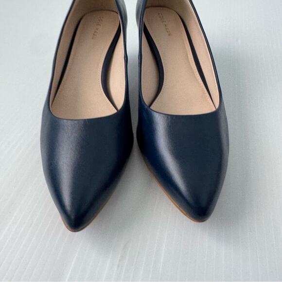 Cole Haan Quincy navy kitten heel pointy toe pumps size 8.5 EUC - Picture 6 of 16
